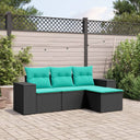 vidaXL Ensemble de 4 banques de jardin avec coussins, noir polyrotan