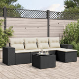 vidaXL 5-delige Loungeset met kussens poly rattan zwart