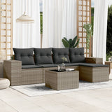 vidaXL 5-delige Loungeset met kussens poly rattan zwart