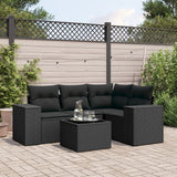 vidaXL 4-delige Loungeset met kussens poly rattan zwart