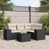 vidaXL 4-delige Loungeset met kussens poly rattan zwart