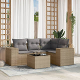 vidaXL 4-delige Loungeset met kussens poly rattan zwart