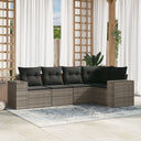vidaXL 5-piece Lounge Set with Cushions Poly Rattan Black