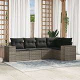 vidaXL 5-delige Loungeset met kussens poly rattan zwart