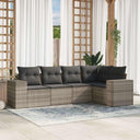 vidaXL 5-piece Lounge Set with Cushions Poly Rattan Black