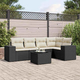vidaXL 5-delige Loungeset met kussens poly rattan zwart