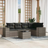 vidaXL 5-delige Loungeset met kussens poly rattan zwart