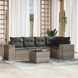 vidaXL 5-delige Loungeset met kussens poly rattan zwart