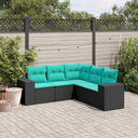 vidaXL ensemble de 5 banques de jardin avec coussins en polyrotan noir