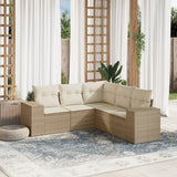 vidaXL 5-delige Loungeset met kussens poly rattan zwart