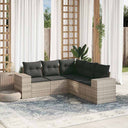 vidaXL 5-delige Loungeset met kussens poly rattan zwart