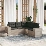 vidaXL 5-delige Loungeset met kussens poly rattan zwart