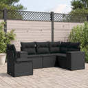 vidaXL 5-delige Loungeset met kussens poly rattan zwart