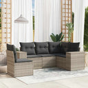 vidaXL 5-delige Loungeset met kussens poly rattan zwart