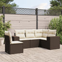 vidaXL 5-delige Loungeset met kussens poly rattan zwart