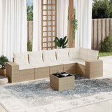 vidaXL 6-delige Loungeset met kussens poly rattan zwart