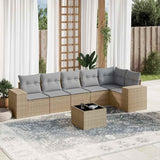 vidaXL 6-delige Loungeset met kussens poly rattan zwart