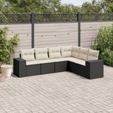 vidaXL 6-delige Loungeset met kussens poly rattan zwart