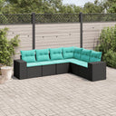 vidaXL ensemble de 6 bancs de jardin avec coussins en polyrotan noir