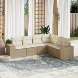 vidaXL 6-delige Loungeset met kussens poly rattan zwart