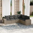 vidaXL 6-delige Loungeset met kussens poly rattan zwart