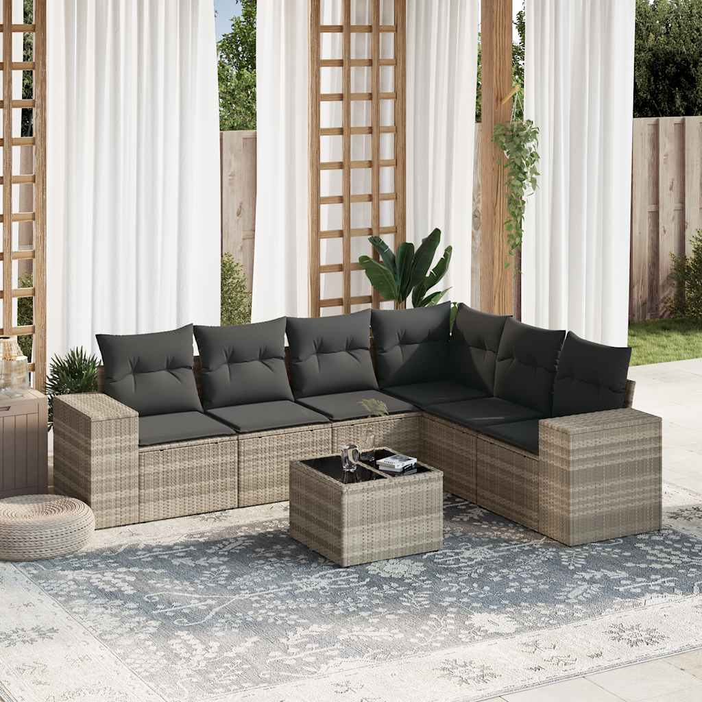vidaXL 6-delige Loungeset met kussens poly rattan zwart