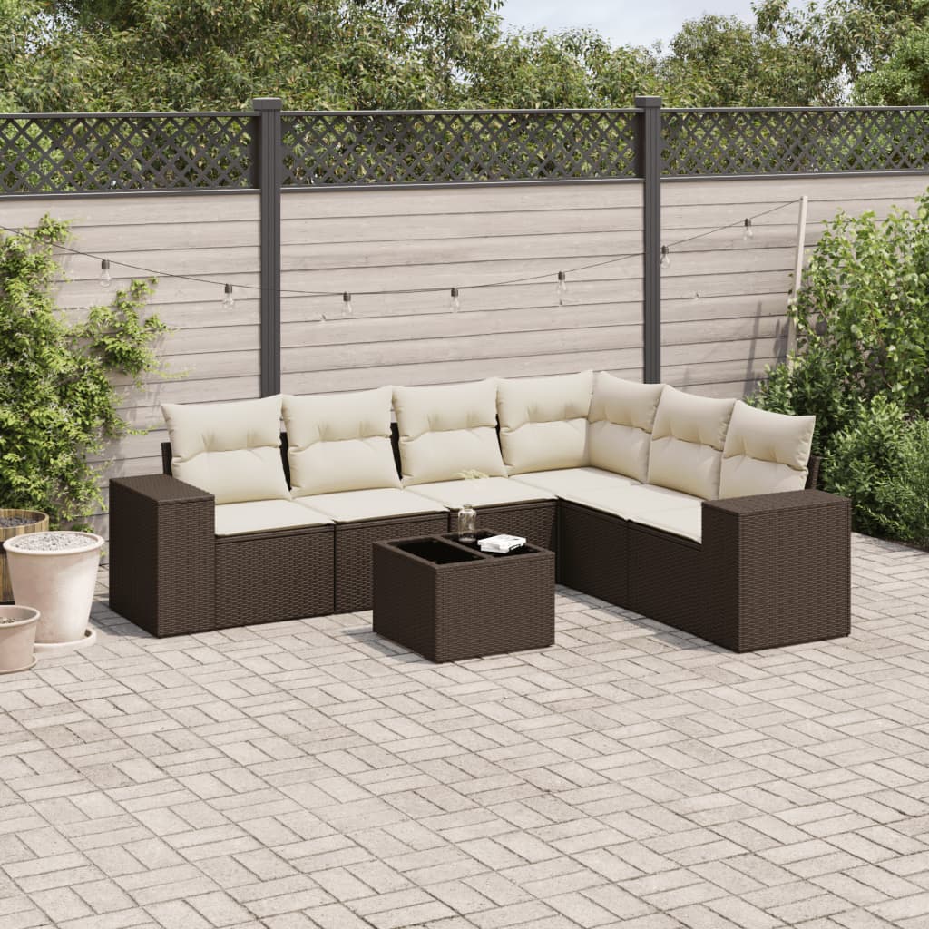 vidaXL 6-delige Loungeset met kussens poly rattan zwart
