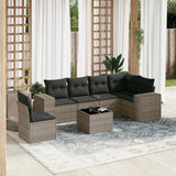 vidaXL 6-delige Loungeset met kussens poly rattan zwart