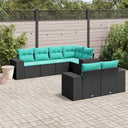 vidaXL ensemble de 7 banques de jardin avec coussins en polyrotan noir