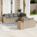 vidaXL 7-delige Loungeset met kussens poly rattan zwart