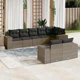 vidaXL 8-delige Loungeset met kussens poly rattan zwart