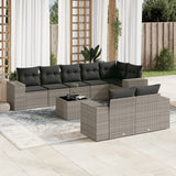 vidaXL 8-delige Loungeset met kussens poly rattan zwart