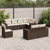 vidaXL 8-delige Loungeset met kussens poly rattan zwart