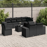 vidaXL 8-delige Loungeset met kussens poly rattan zwart