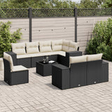vidaXL 8-delige Loungeset met kussens poly rattan zwart