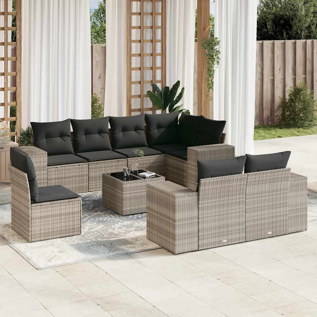 vidaXL 8-delige Loungeset met kussens poly rattan zwart