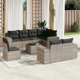 vidaXL 8-delige Loungeset met kussens poly rattan zwart
