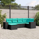vidaXL ensemble de 6 bancs de jardin avec coussins en polyrotan noir