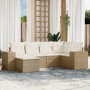 vidaXL 6-delige Loungeset met kussens poly rattan zwart
