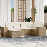 vidaXL 6-delige Loungeset met kussens poly rattan zwart