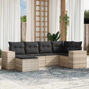 vidaXL 6-delige Loungeset met kussens poly rattan zwart