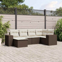 vidaXL 6-delige Loungeset met kussens poly rattan zwart