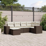 vidaXL 6-delige Loungeset met kussens poly rattan zwart