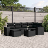 vidaXL 6-delige Loungeset met kussens poly rattan zwart