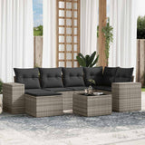 vidaXL 6-delige Loungeset met kussens poly rattan zwart