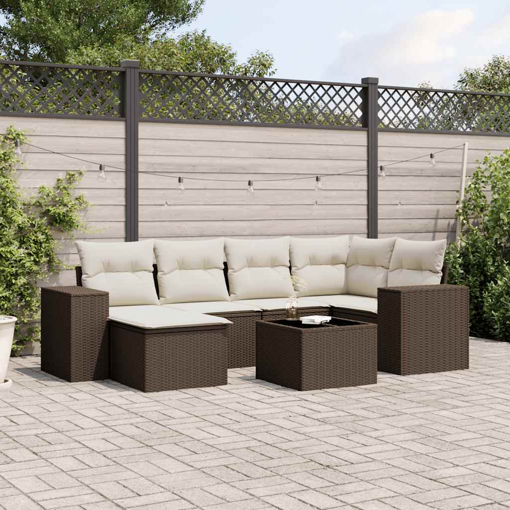 vidaXL 6-delige Loungeset met kussens poly rattan zwart