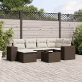vidaXL 6-delige Loungeset met kussens poly rattan zwart