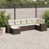 vidaXL 7-delige Loungeset met kussens poly rattan zwart
