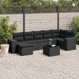 vidaXL 7-delige Loungeset met kussens poly rattan zwart
