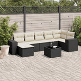vidaXL 7-delige Loungeset met kussens poly rattan zwart